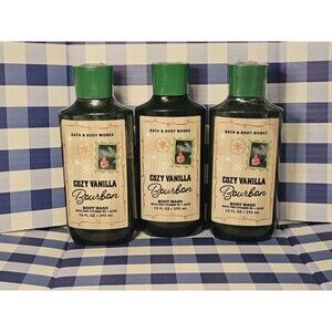 Bath And Body Works Cozy Vanilla Bourbon Body Wash New Lot of 3- 10oz bottles